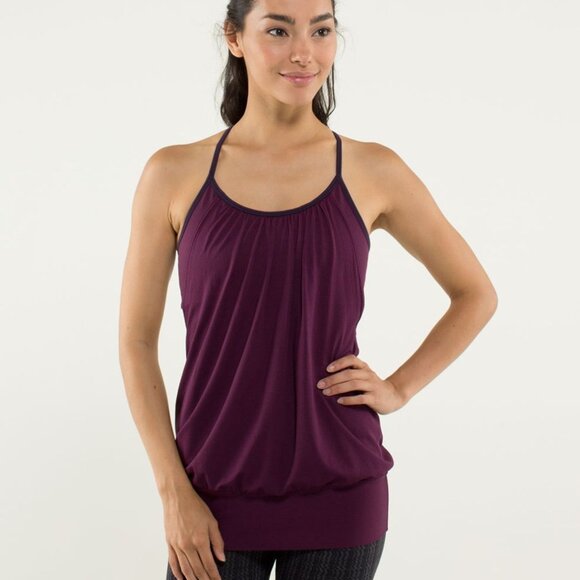 Like new! Lululemon No Limits Tank, yoga tank w/ inner built in sports bra plum - Picture 5 of 9